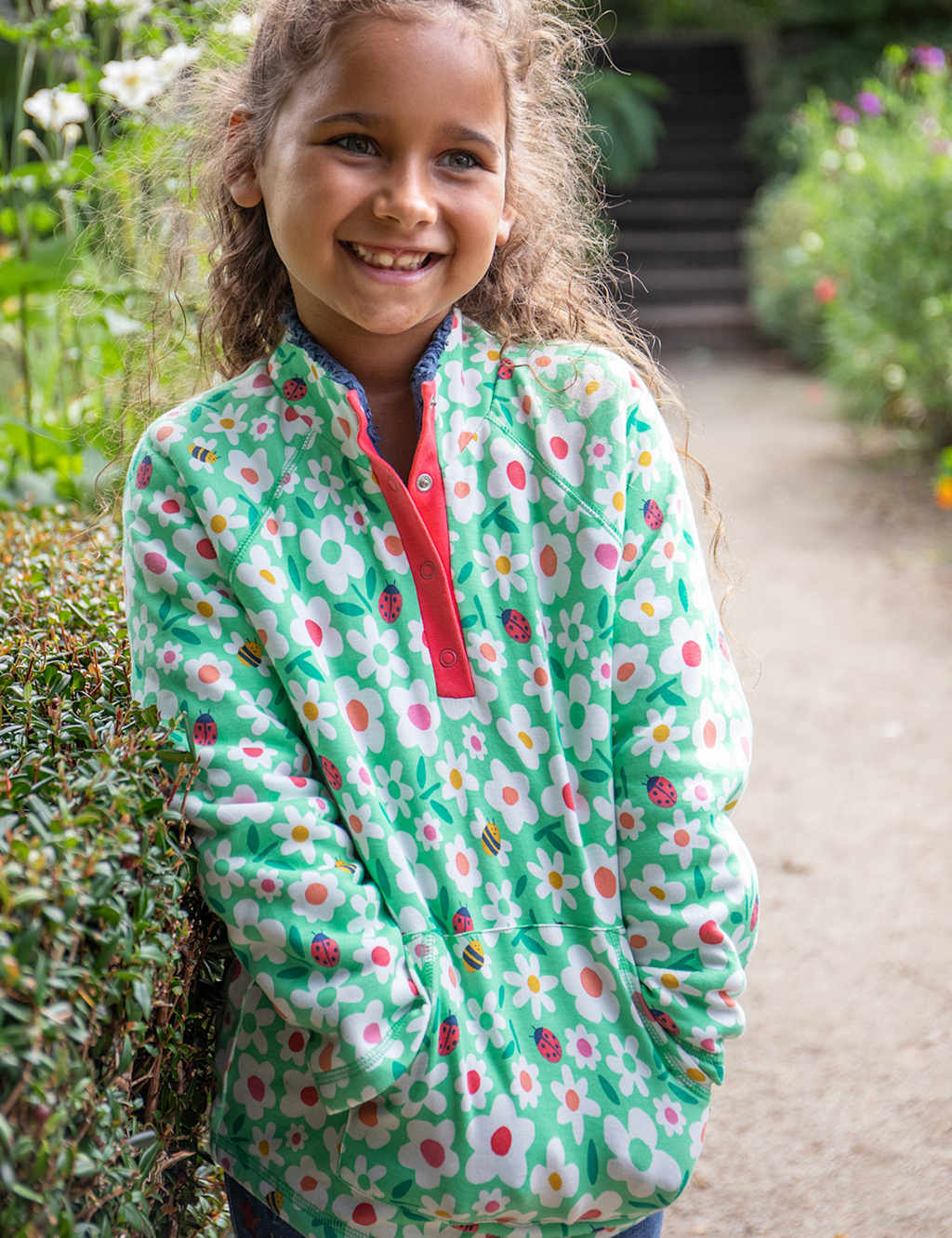 Pure Cotton Floral Fleece Lined Jumper (9 Mths-10 Yrs)