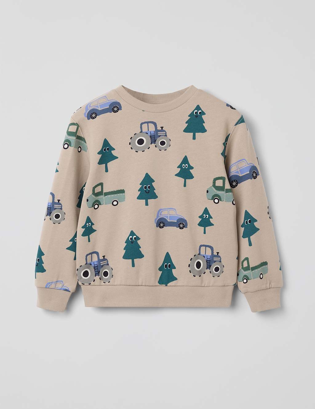 Polarn O. Pyret Pure Cotton Christmas Tree Jumper (1-7 Yrs) Beige Mix