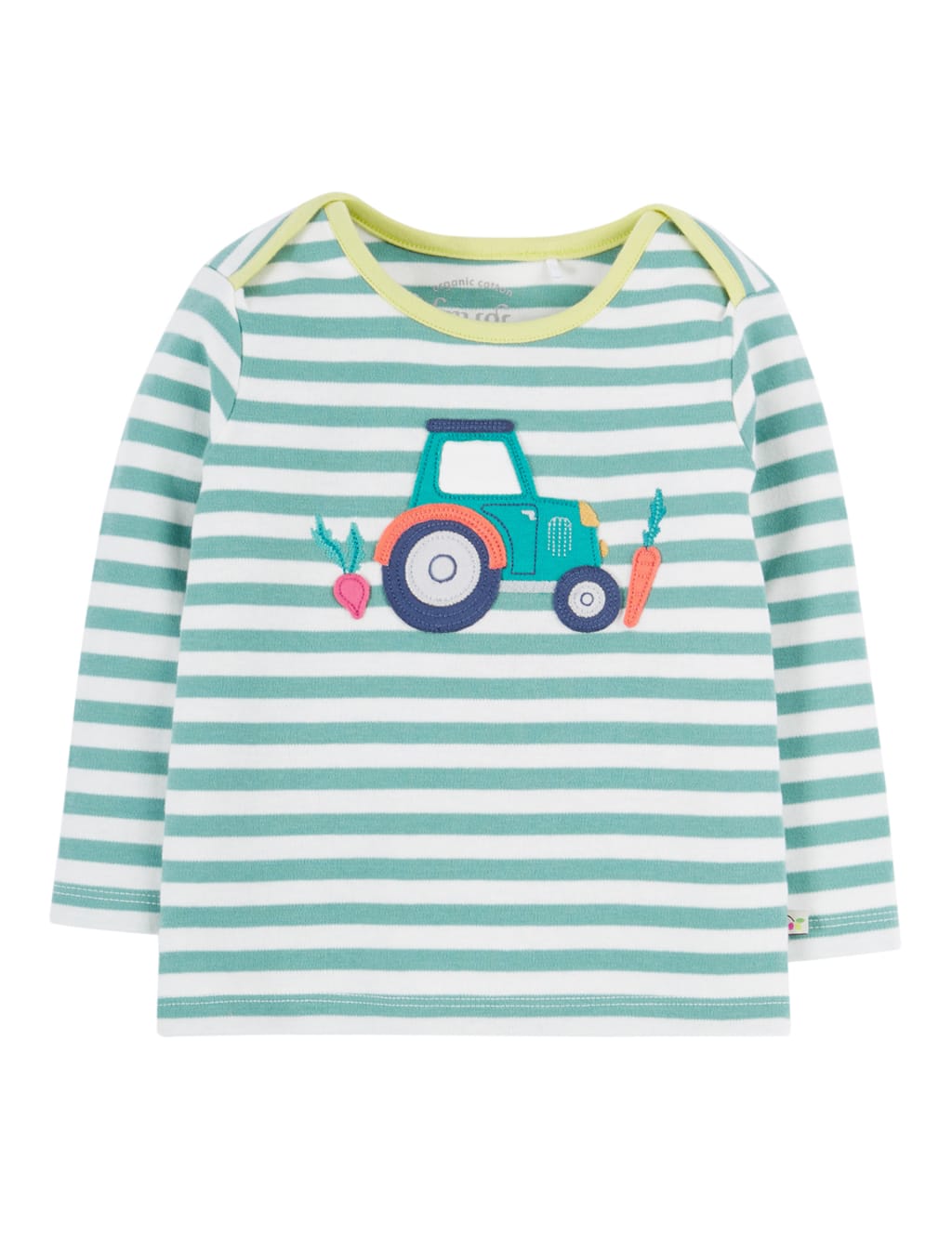 Frugi Boys Pure Cotton Striped Tractor Top (0-4 Yrs) - 12-18 - Blue Mix, Blue Mix