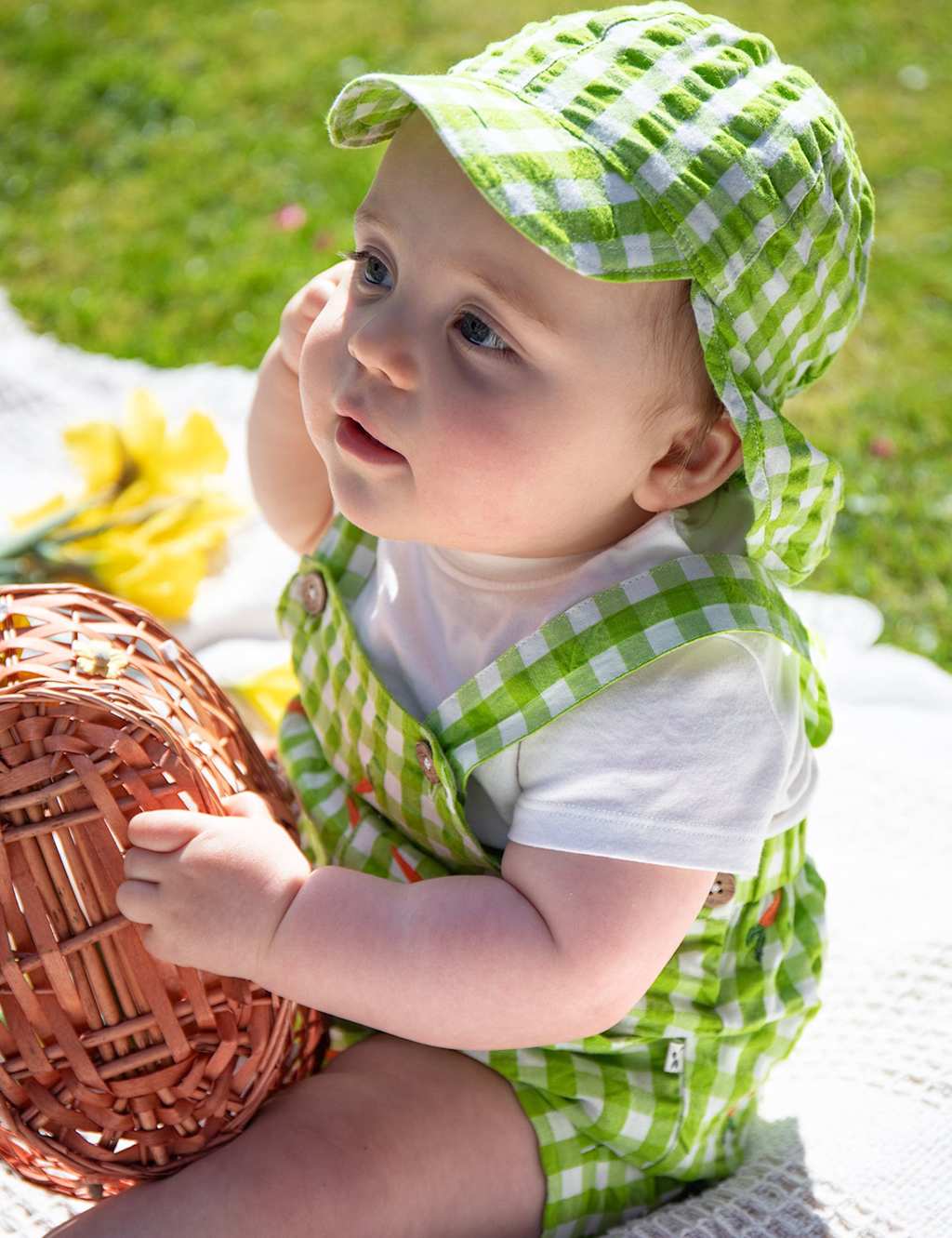2pc Pure Cotton Gingham Dungaree Outfit (0-3 Yrs)