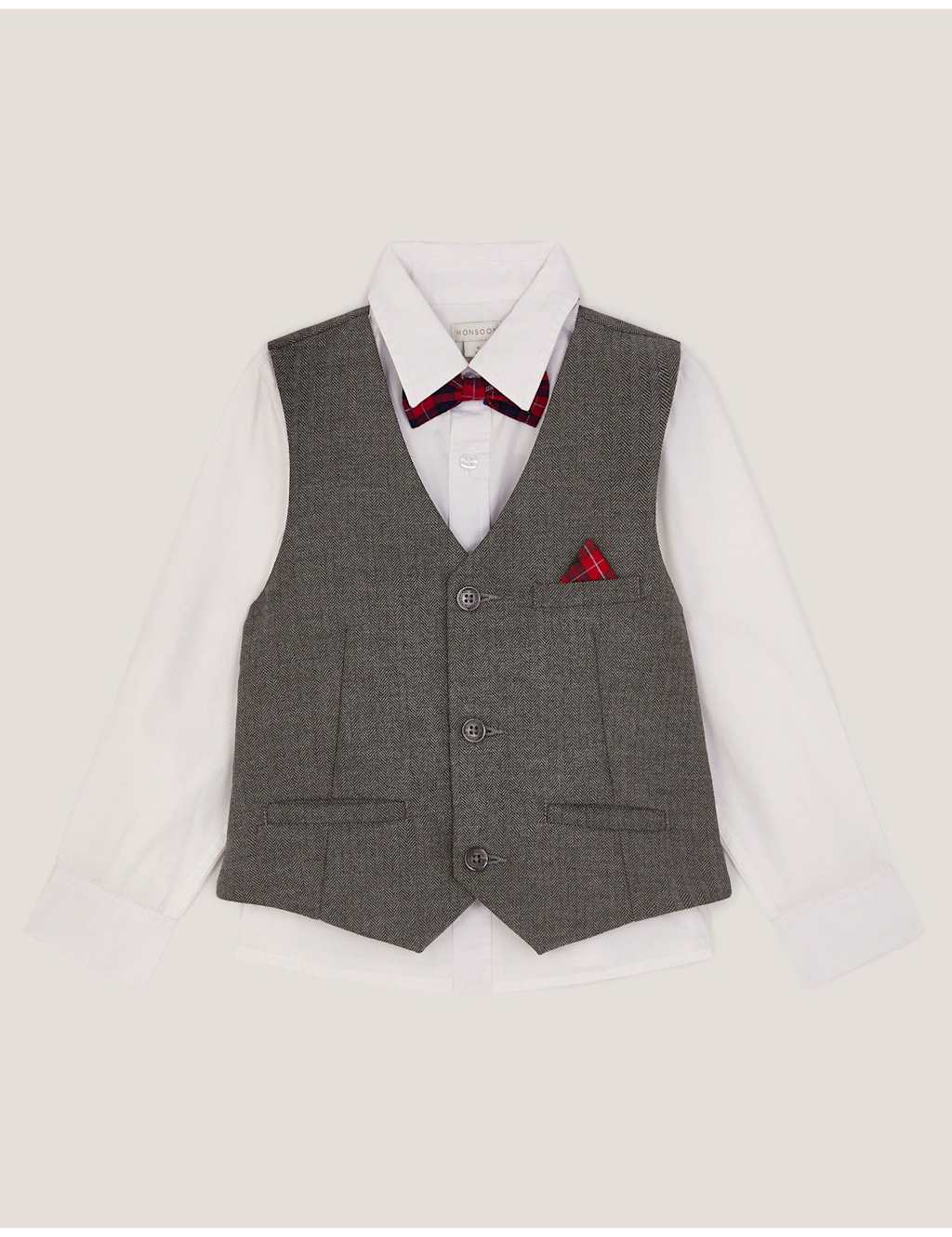 Monsoon 3pc Waistcoat & Shirt Set (0-13 Yrs) Grey Mix