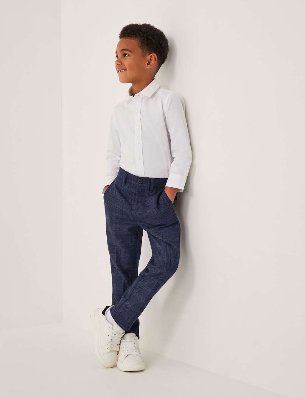 Monsoon Checked Smart Trousers (0-13 Yrs) Navy Mix