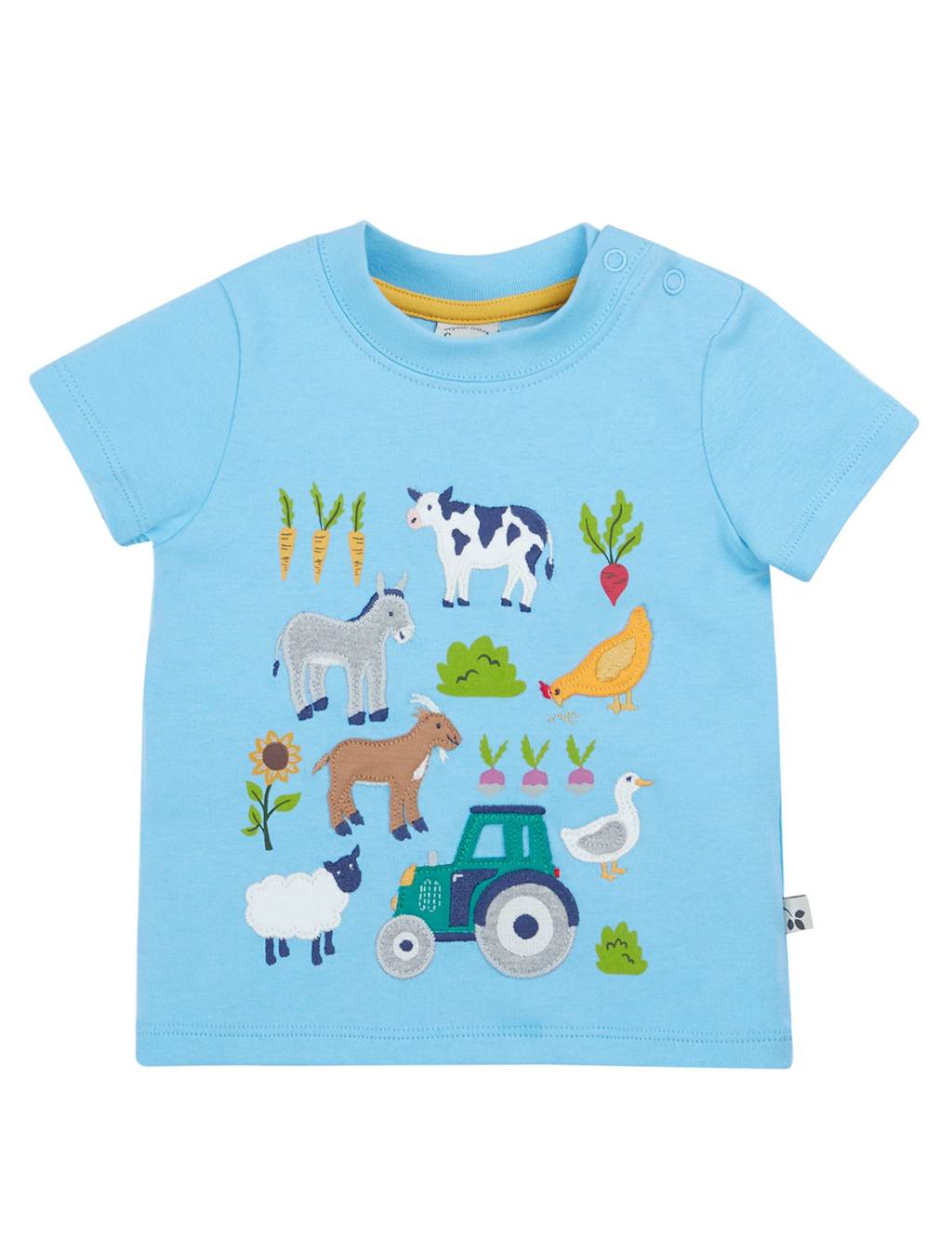 Frugi Boys Pure Cotton Farmyard Applique T-Shirt (0-5 Yrs) - 3-4 Y - Blue Mix, Blue Mix