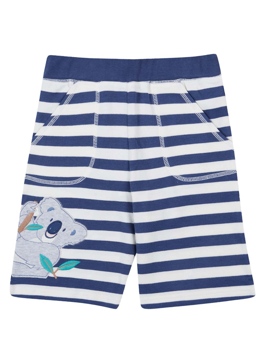 Frugi Boys Pure Cotton Striped Koala Applique Shorts (2-10 Yrs) - 9-10Y - Navy Mix, Navy Mix