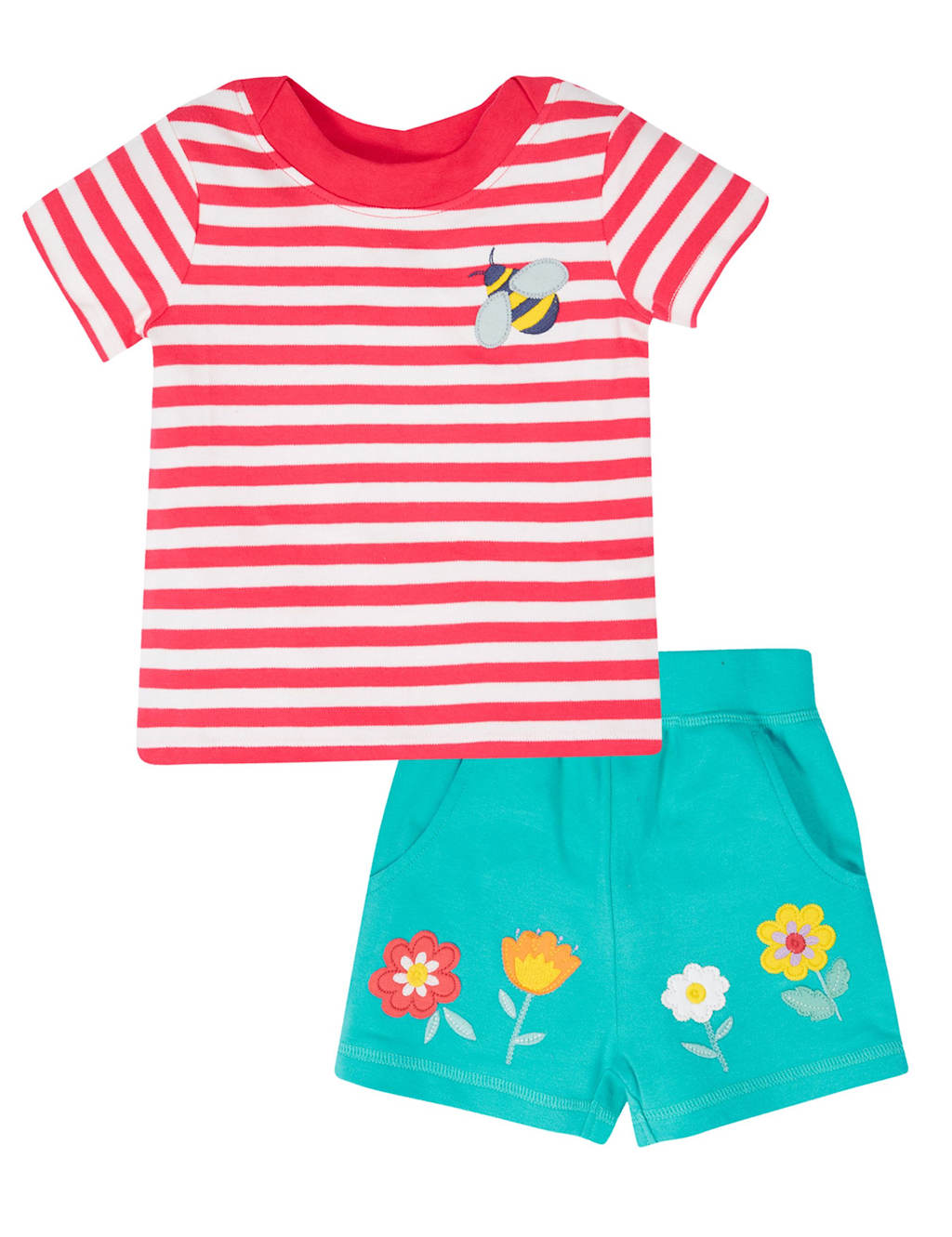 2pc Pure Cotton Striped Top & Shorts Outfit (0-5 Yrs)