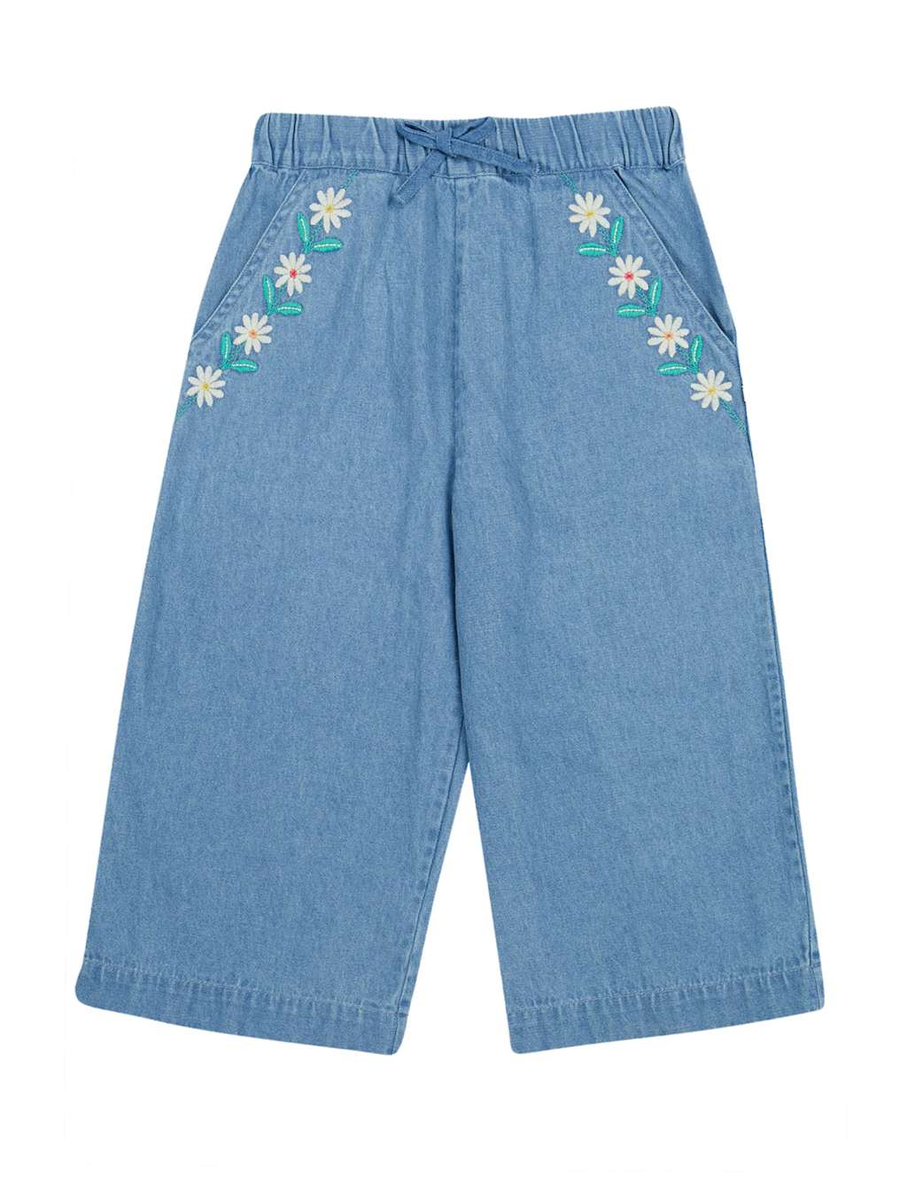 Denim Floral Embroidered Culottes (2-10 Yrs)