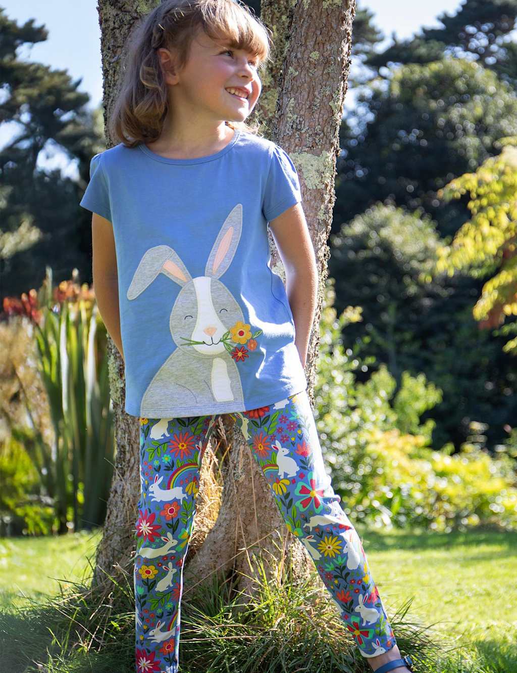 Cotton Rich Floral Bunny Print Leggings (2-10 Yrs)