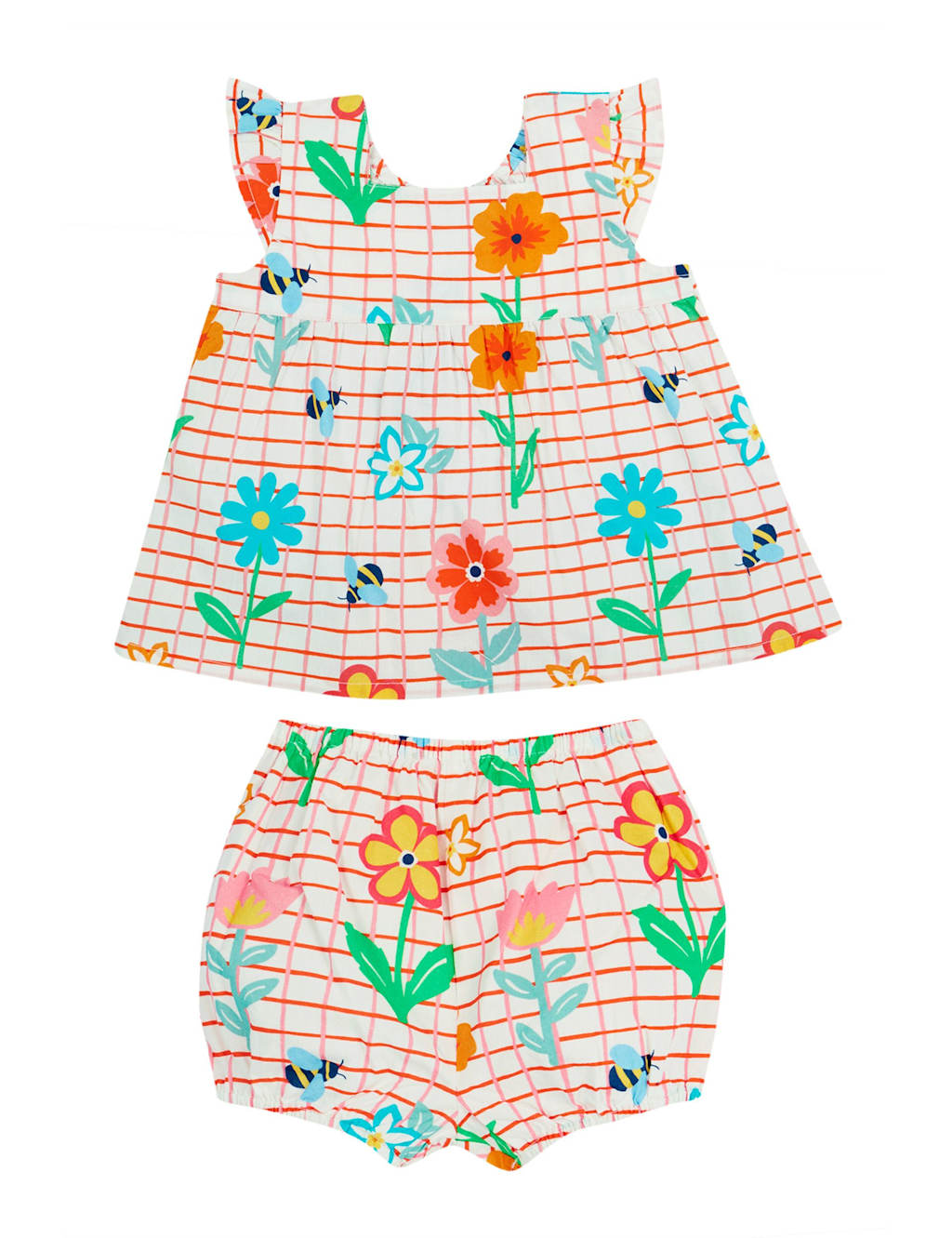 2pc Pure Cotton Floral Top & Bottom Outfit (0-24 Mths)