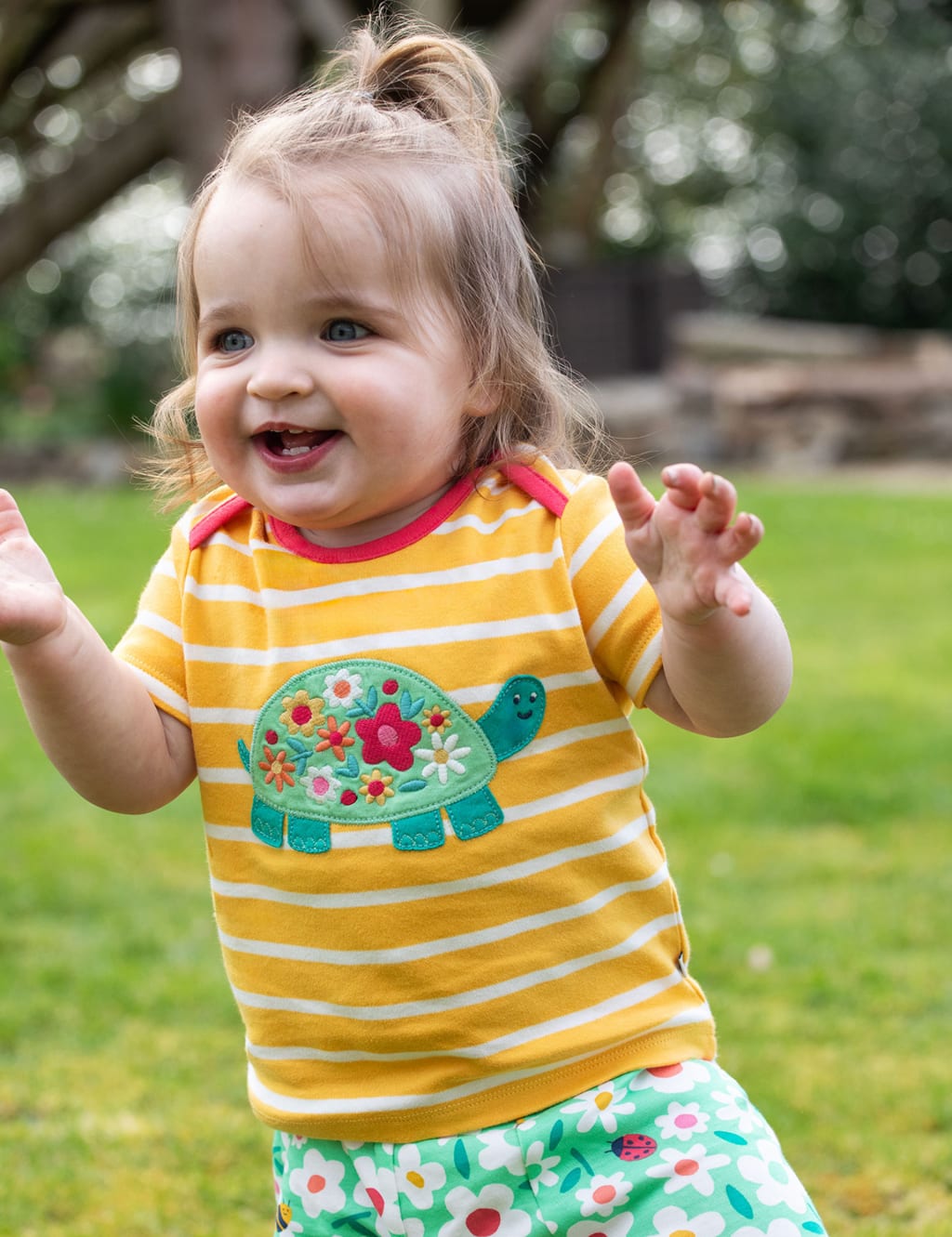 Frugi Boys Pure Cotton Tortoise T-Shirt (0-4 Yrs) - 3-4 Y - Yellow Mix, Yellow Mix,Blue Mix