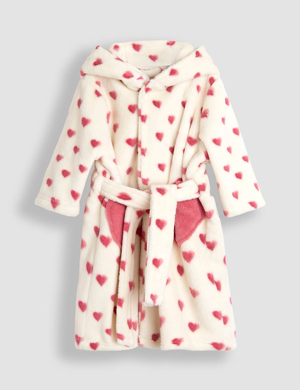 JoJo Maman Bb Fleece Heart Dressing Gown (1-7 Yrs) Cream