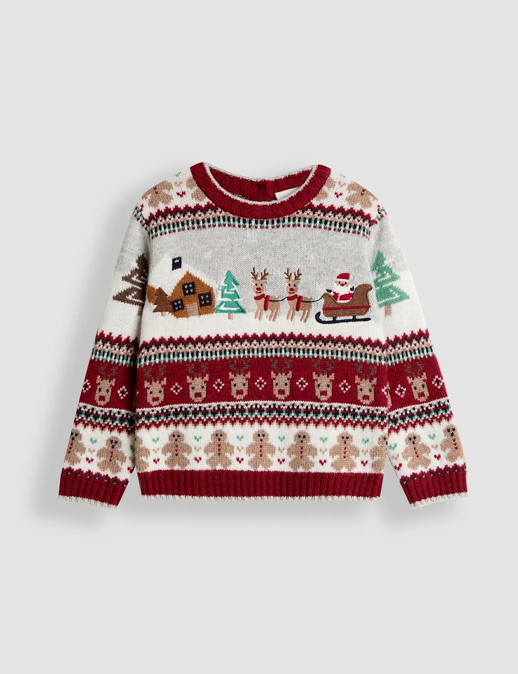 JoJo Maman Bb Christmas Fair Isle Knitted Jumper (6 Mths-7 Yrs) Burgundy Mix