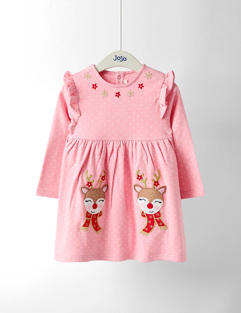 JoJo Maman Bb Reindeer Appliqu Frill Dress (6 Mths-7 Yrs) Pink Mix