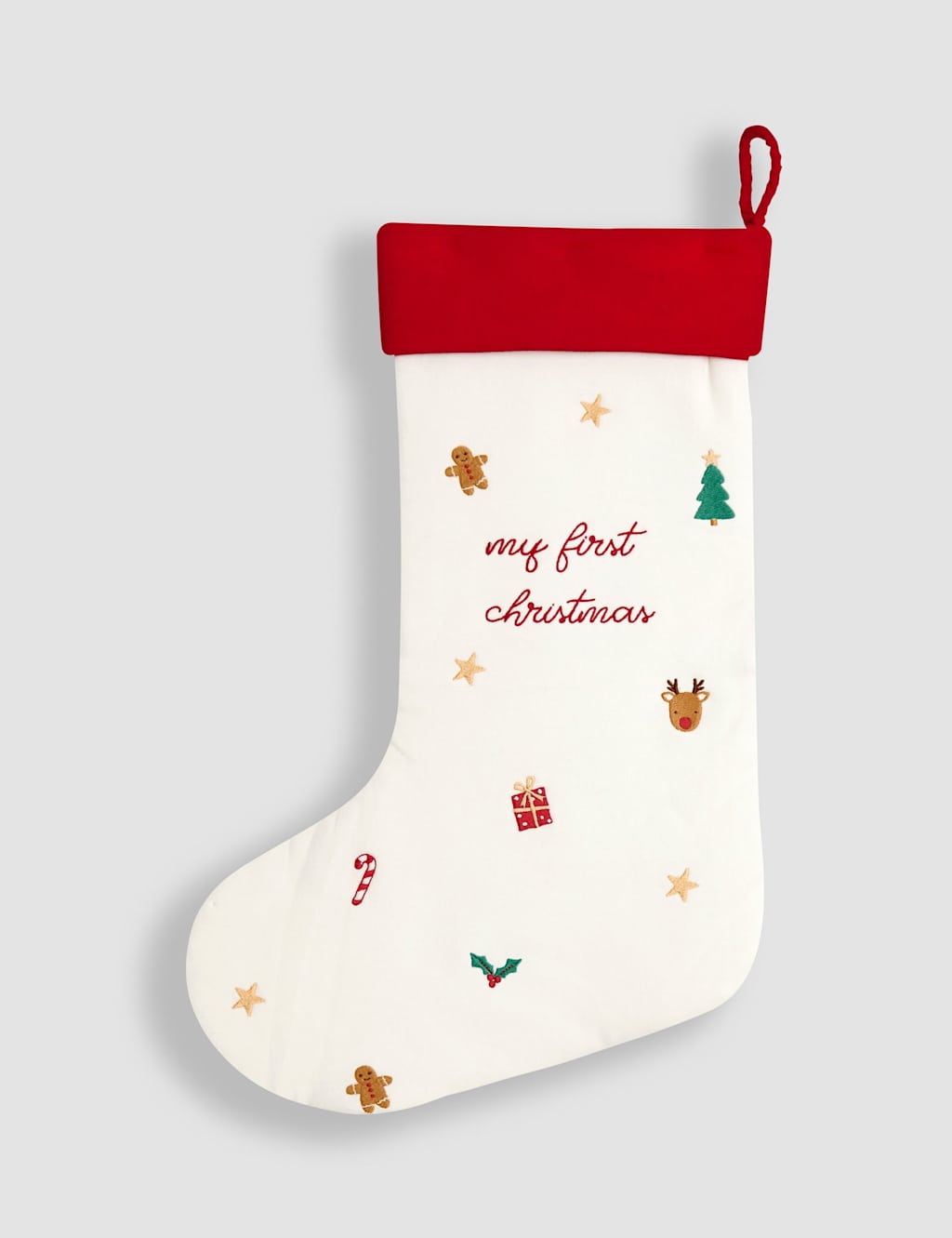 JoJo Maman Bb My First Christmas Embroidered Stocking Cream