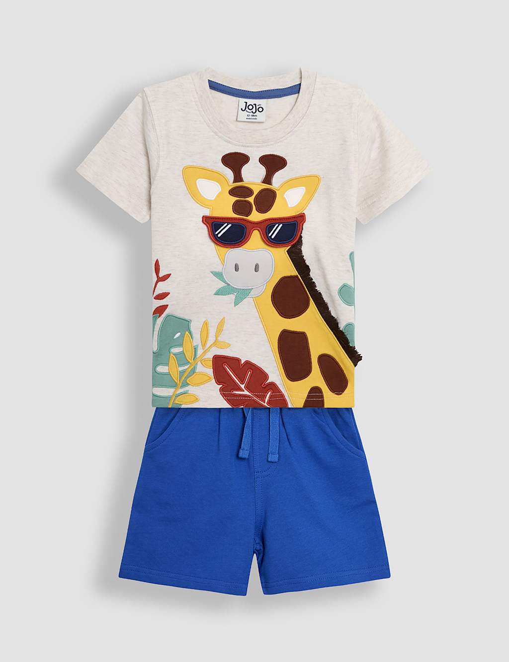 Jojo Maman Bébé Boys 2pc Pure Cotton Giraffe Top & Bottom Outfit (3 Mths - 5 Yrs) - 3-6M - Multi, Multi