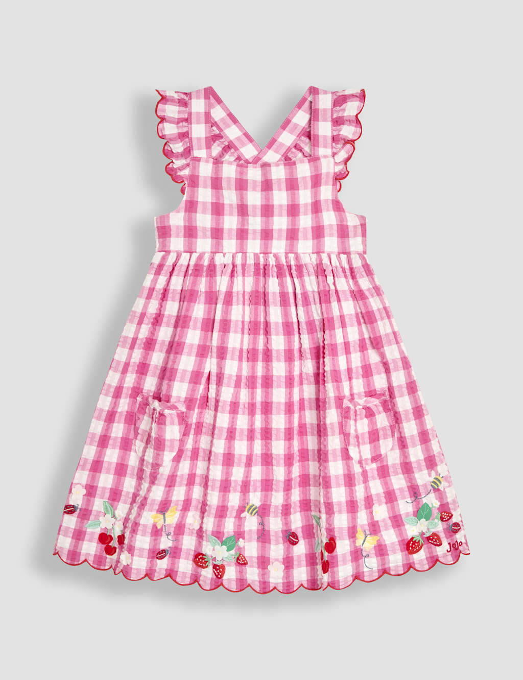 Pure Cotton Gingham Embroidered Dress (6 Mths - 5 Yrs)