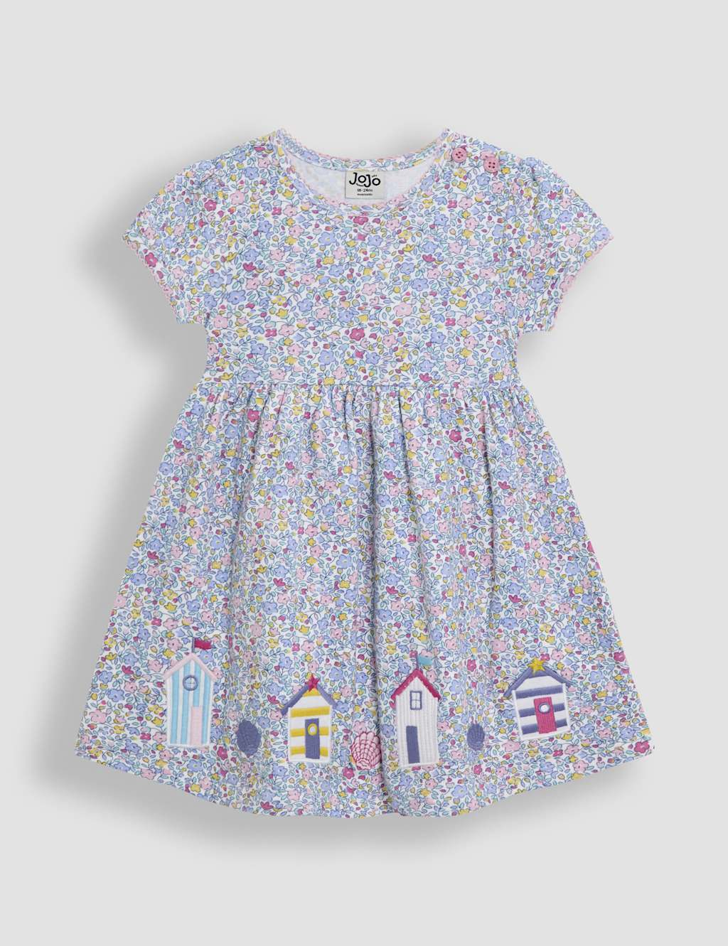 Pure Cotton Beach Hut Applique Floral Dress (6 Mths-5 Yrs)