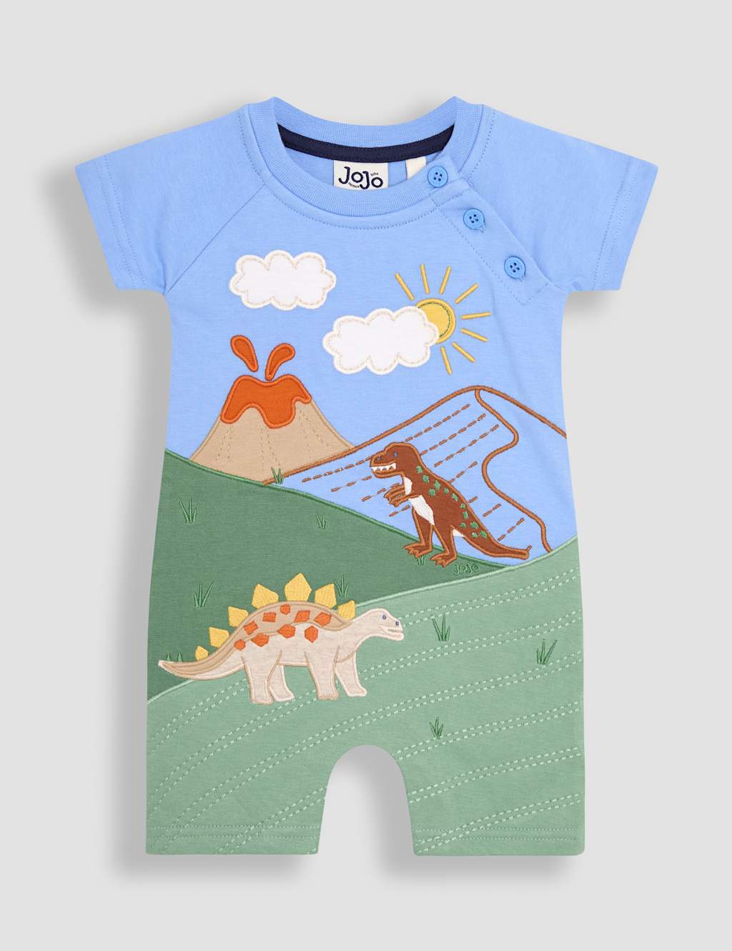 Pure Cotton Dinosaur Applique Romper (0-24 Mths)