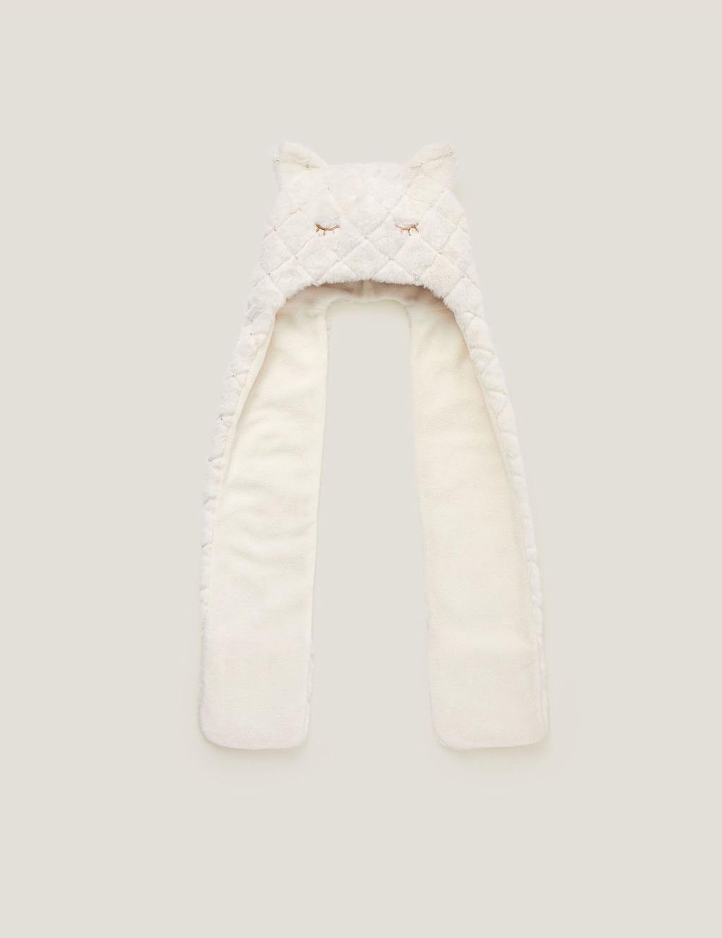 Monsoon Kids' Pearly Cat Hat and Gloves (3-10 Yrs) Ivory