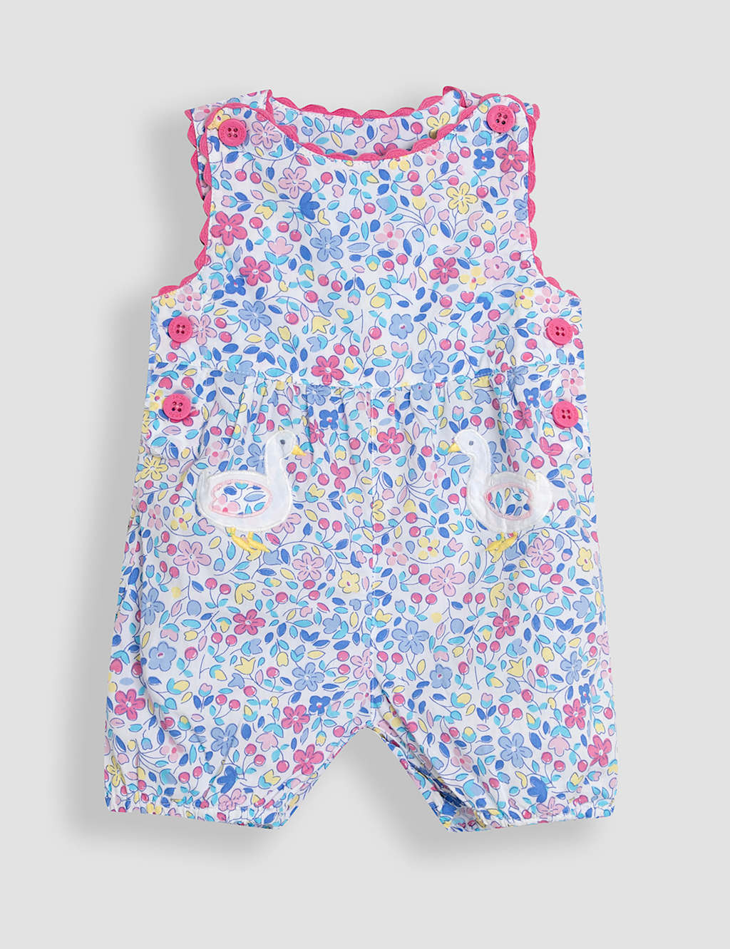 Pure Cotton Floral Duckling Dungarees (0-24 Mths)