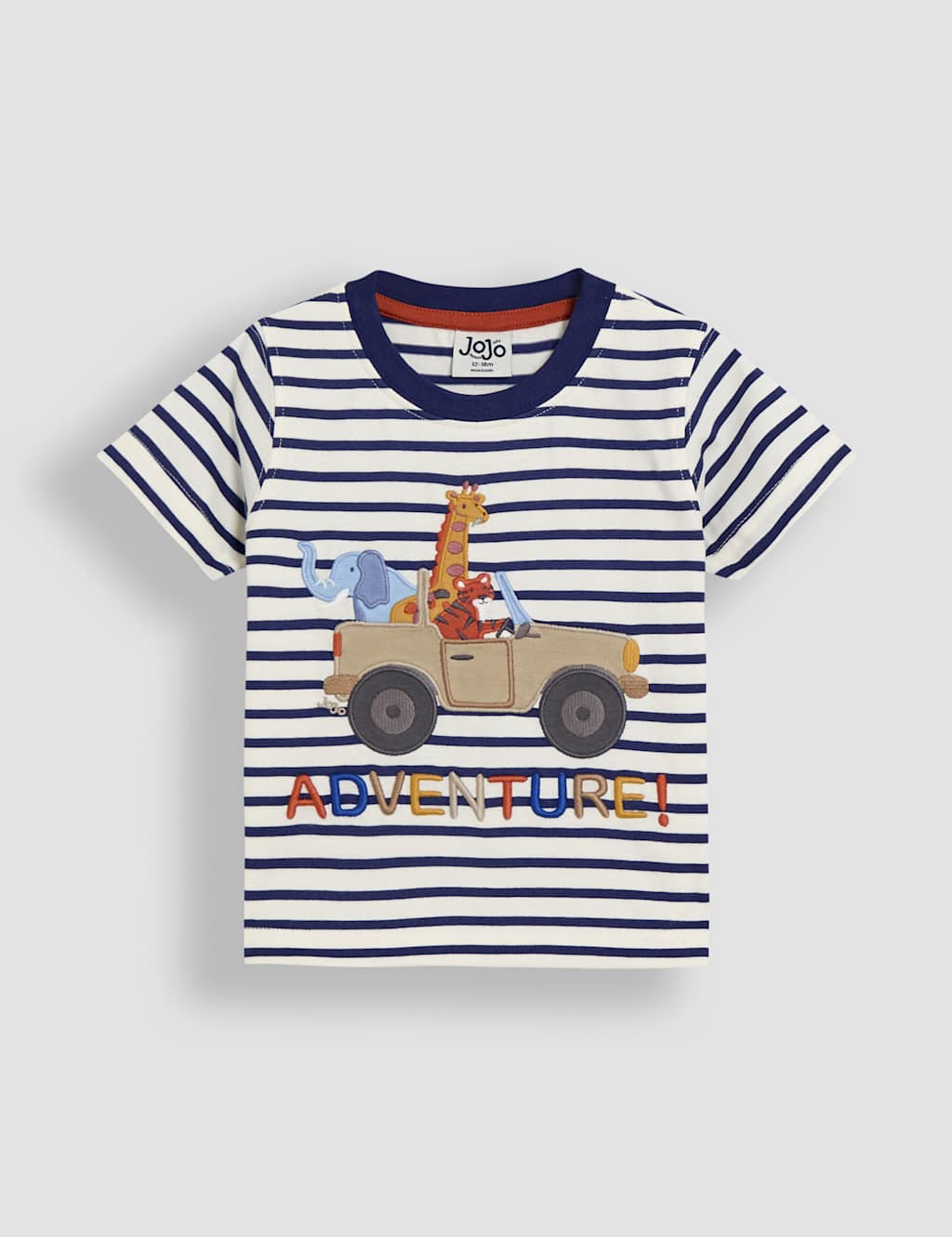 Jojo Maman Bébé Boys Pure Cotton Striped Appliqué Safari T-Shirt (0-5 Yrs) - 4-5 Y - Multi, Multi