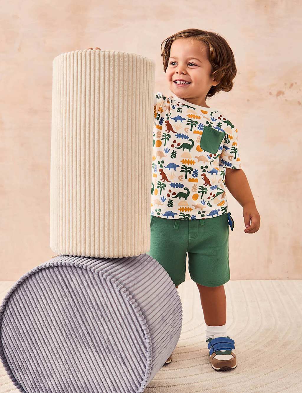 Jojo Maman Bébé Boys 2pc Pure Cotton Dinosaur Outfit (3 Mths - 5 Yrs) - 3-6M - Multi, Multi