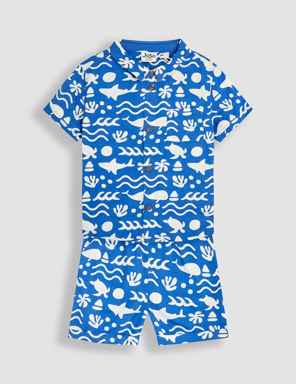 Jojo Maman Bébé Boys 2pc Pure Cotton Ocean Top & Bottom Outfit (6 Mths - 5 Yrs) - 2-3 Y - Blue Mix, Blue Mix