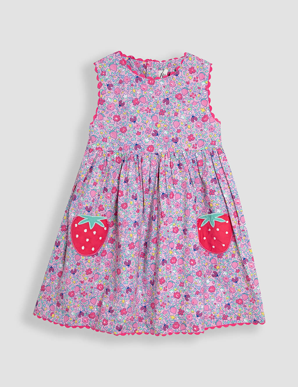 Pure Cotton Floral Strawberry Dress (6 Mths - 5 Yrs)