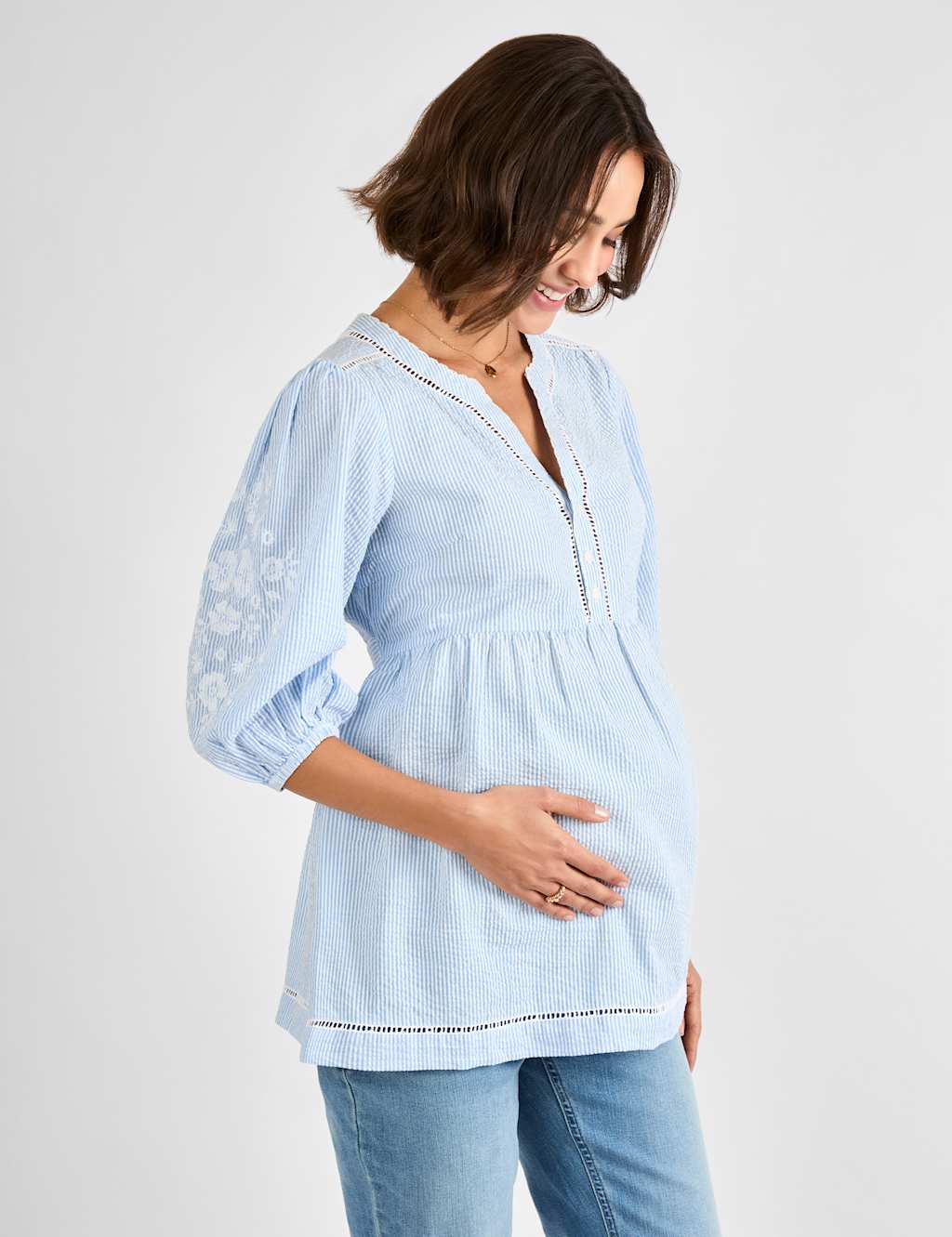Maternity Pure Cotton Embroidered Blouse