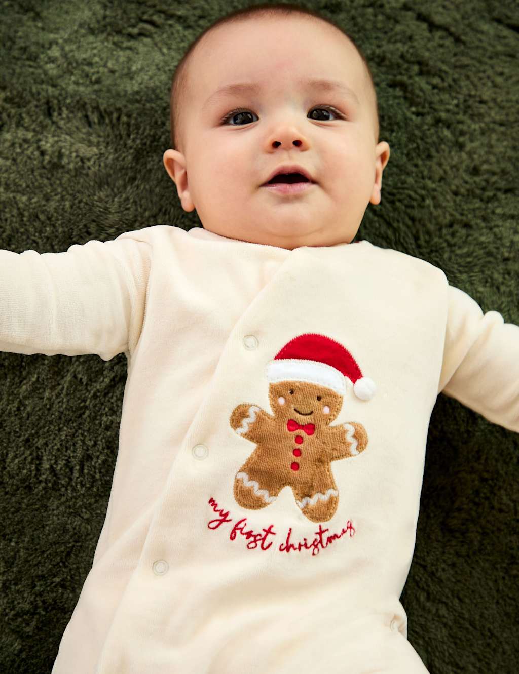 JoJo Maman Bb Velour My First Christmas All in One (0-12 Mths) Ecru