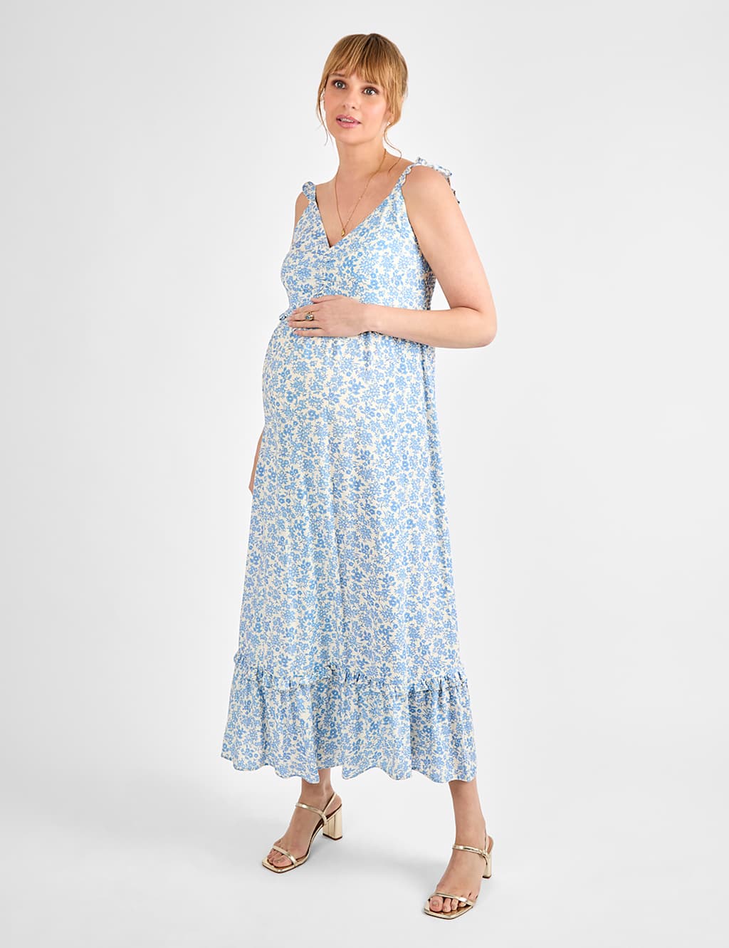 Maternity Floral Midaxi Tiered Dress