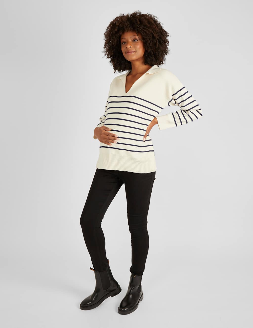 Striped V-Neck Maternity & Nursing Jumper