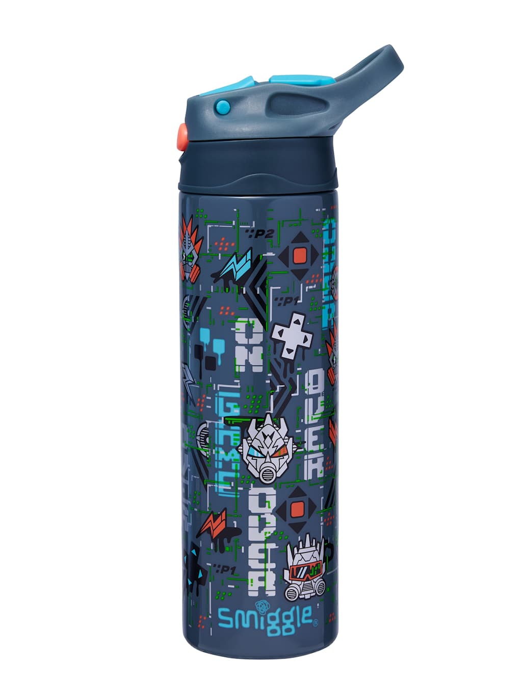 Smiggle Kids' Printed Water Bottle Grey Mix