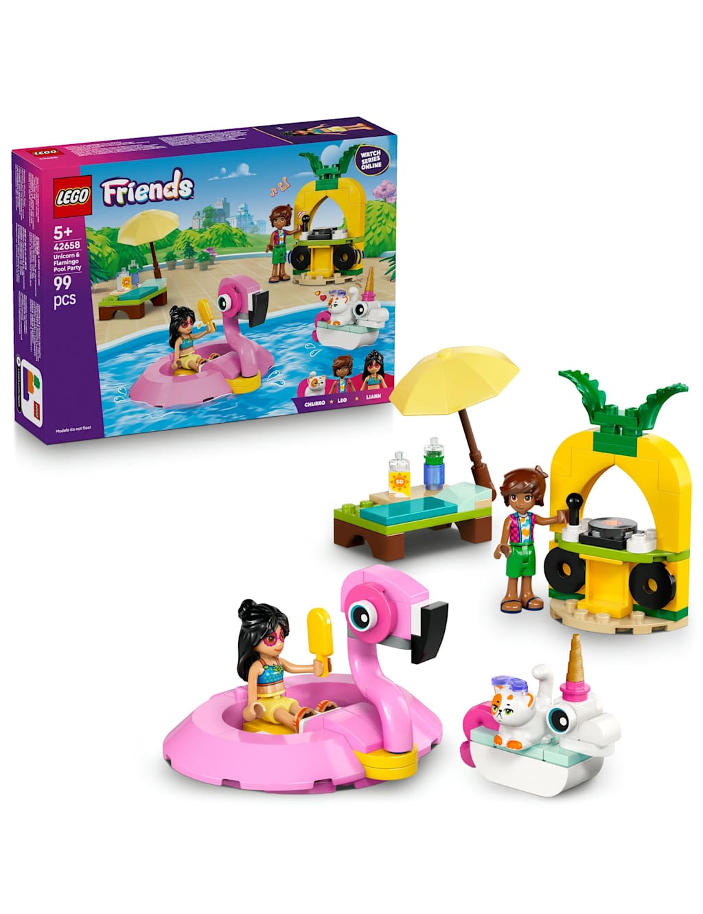 Lego LEGO Friends Unicorn & Flamingo Pool Party Toy 42658(5+ Yrs) Multi