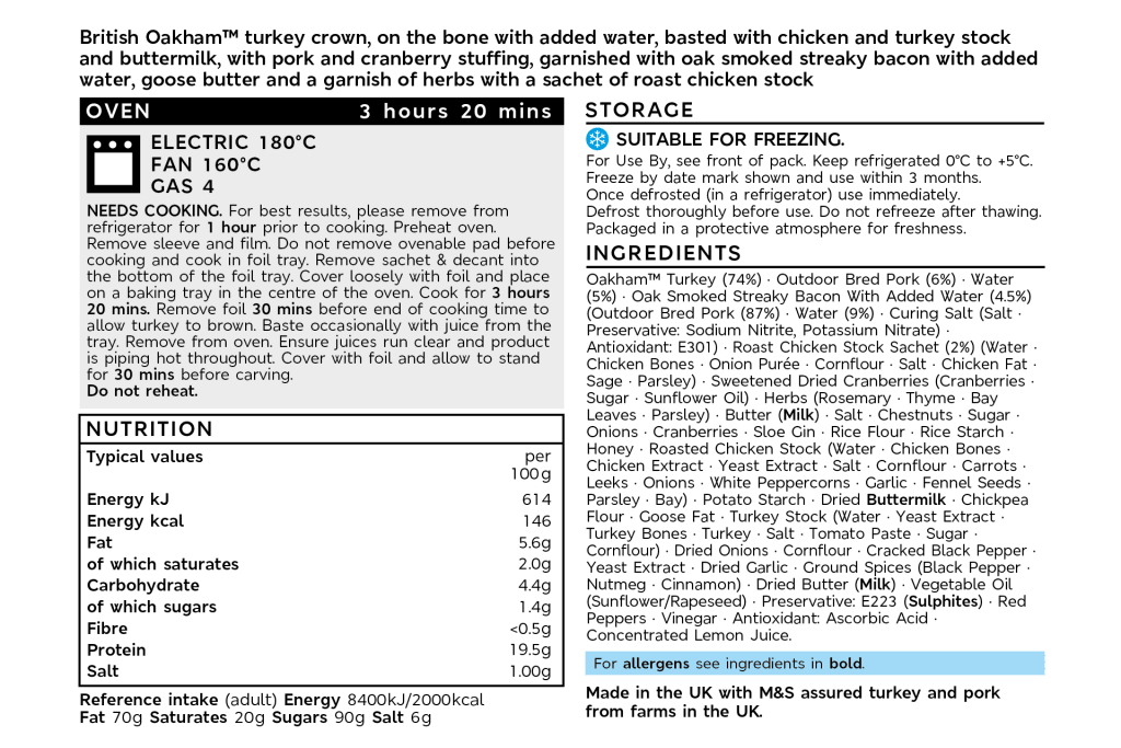 Collection The Perfect British Oakham™ Stuffed Turkey Crown back of pack image