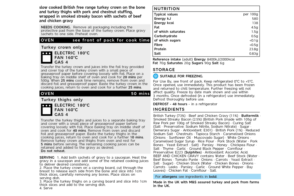 Our Best Ever Slow-Cooked Turkey (Serves 8-10) back of pack image