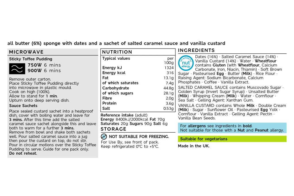 Collection Sticky Toffee Pudding Crown (Serves 12) back of pack image