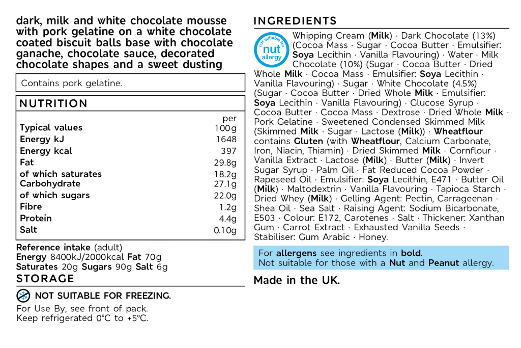 Collection Winter Wreath (Serves 10) back of pack image