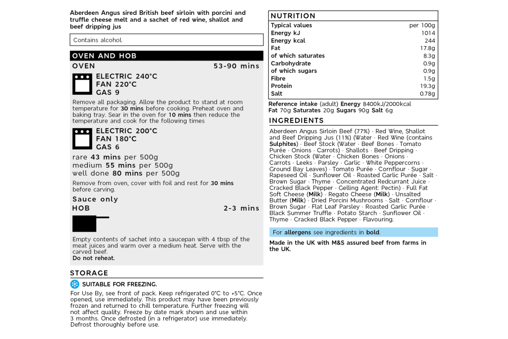 Collection British Aberdeen Angus Sirloin of Beef (Serves 6) back of pack image