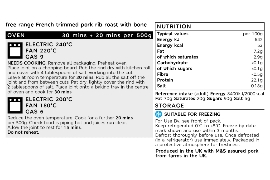 Collection Heritage Gold Outdoor-Bred 10-Bone Pork Rib Roast (Serves 10) back of pack image