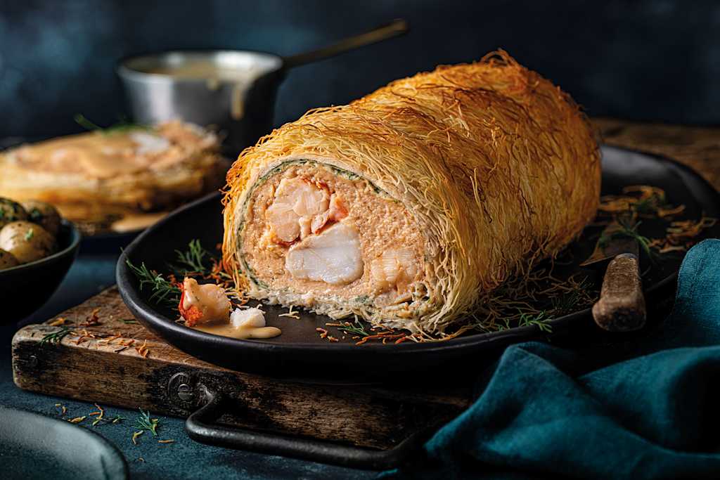 Collection Monkfish, Caledonian Gold™ Scottish Salmon & Lobster Wellington by Tom (Serves 6) 1 of 1