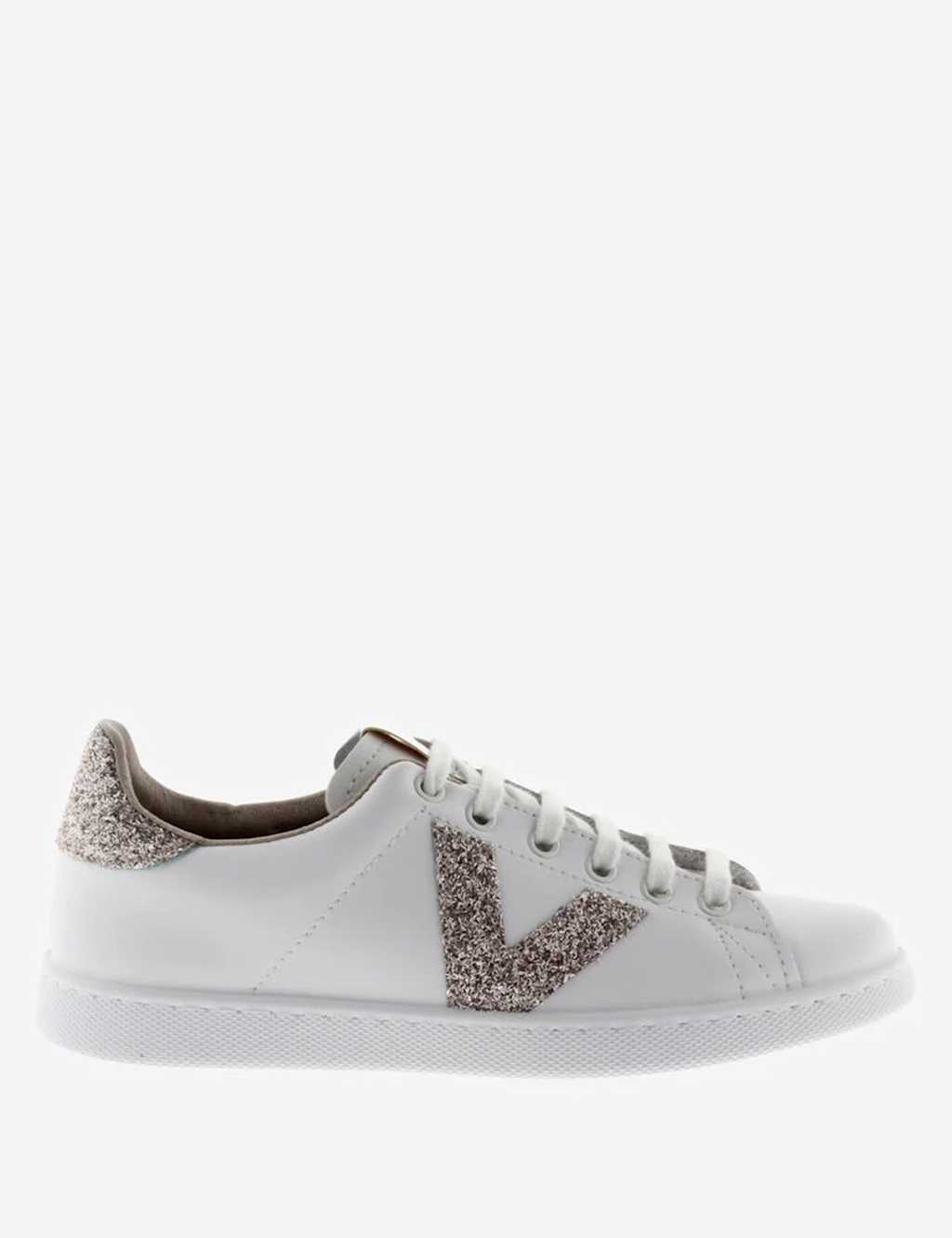 Tenis Glitter Leather Lace-Up Trainers