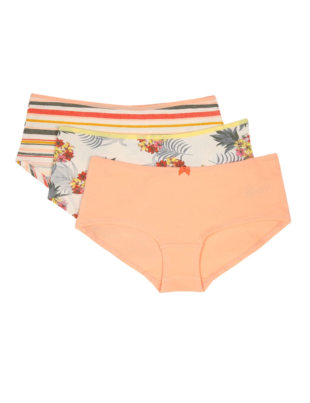 M&S Collection Women's INT 3PK Pineapple Low Rise Short - 12 - Peach Mix, Peach Mix
