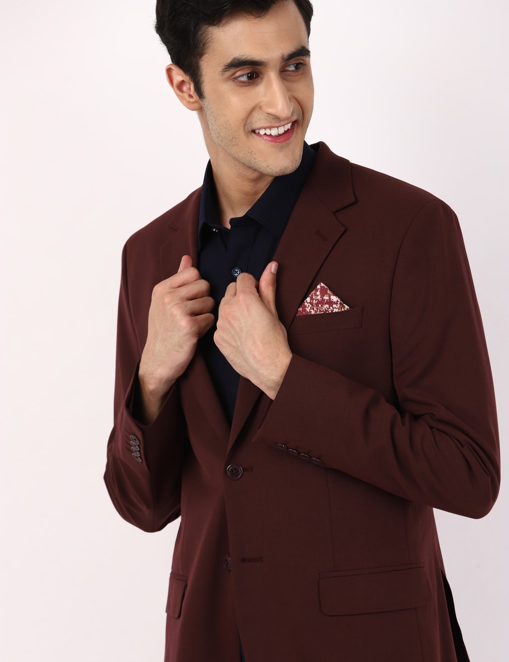 M&S BI Stretch Skinny Blazer Burgundy