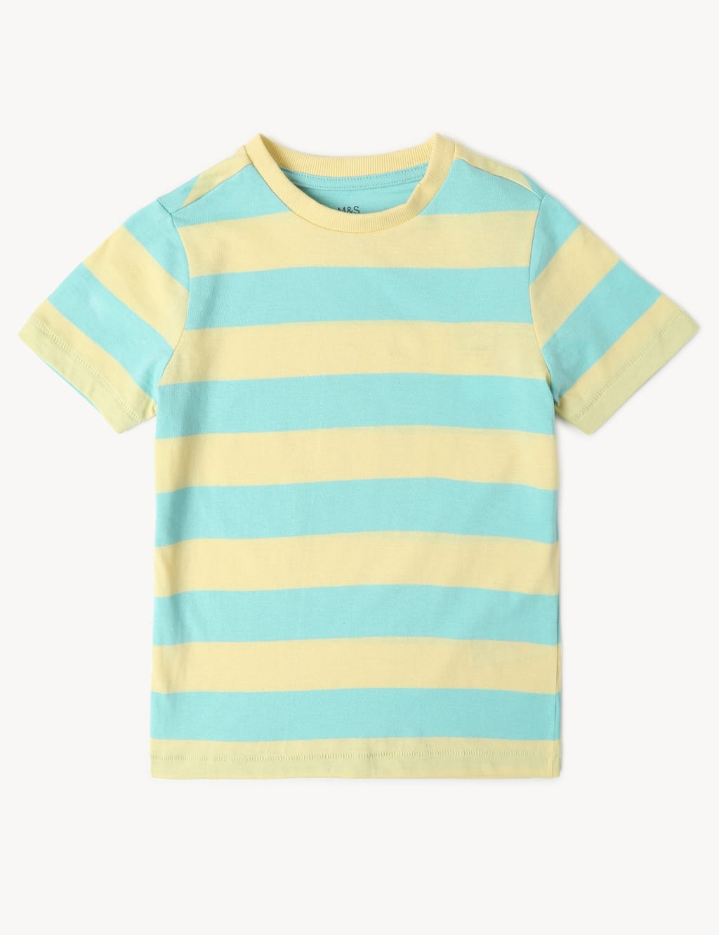 M&S Pure Cotton Striped T-Shirt (2-8 Yrs) Aqua Mix