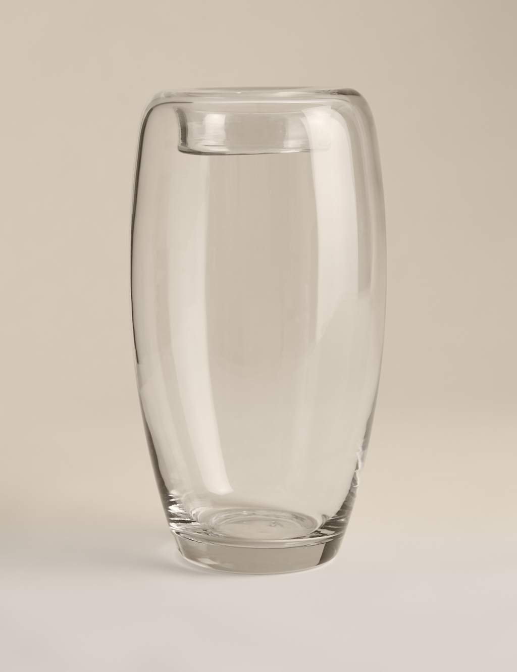 M&S Medium Roll Top Glass Vase - Clear