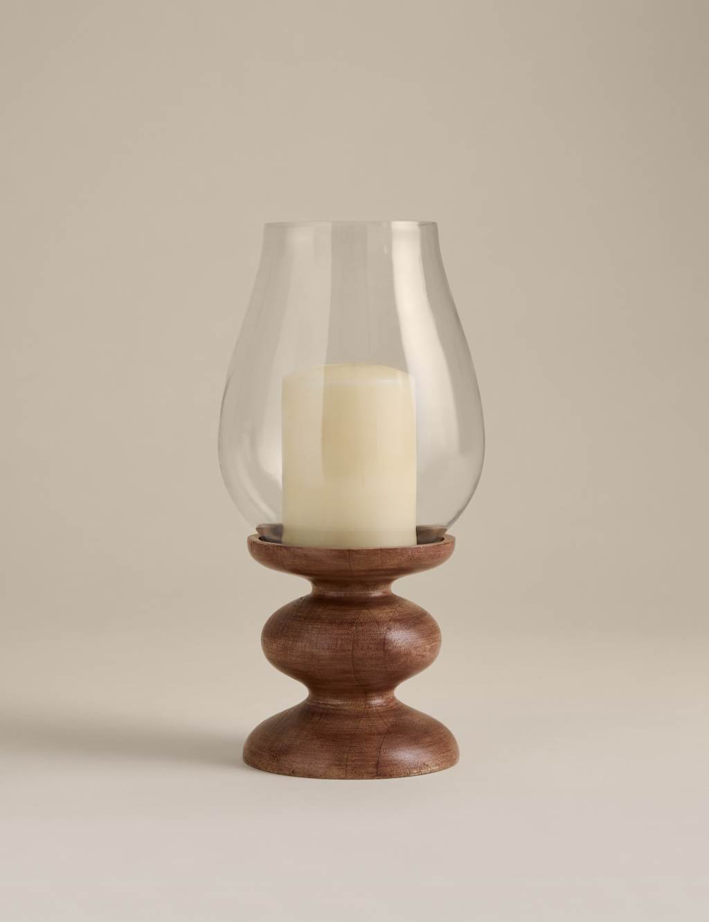 Image of M&S Bobbin Wooden Hurricane Candle Holder&hellip;
