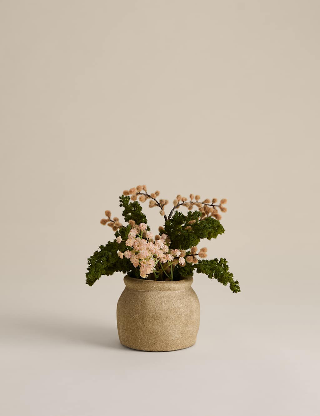 M&S Artificial Dried Summer Arrangement in Ceramic Vase - Neutral