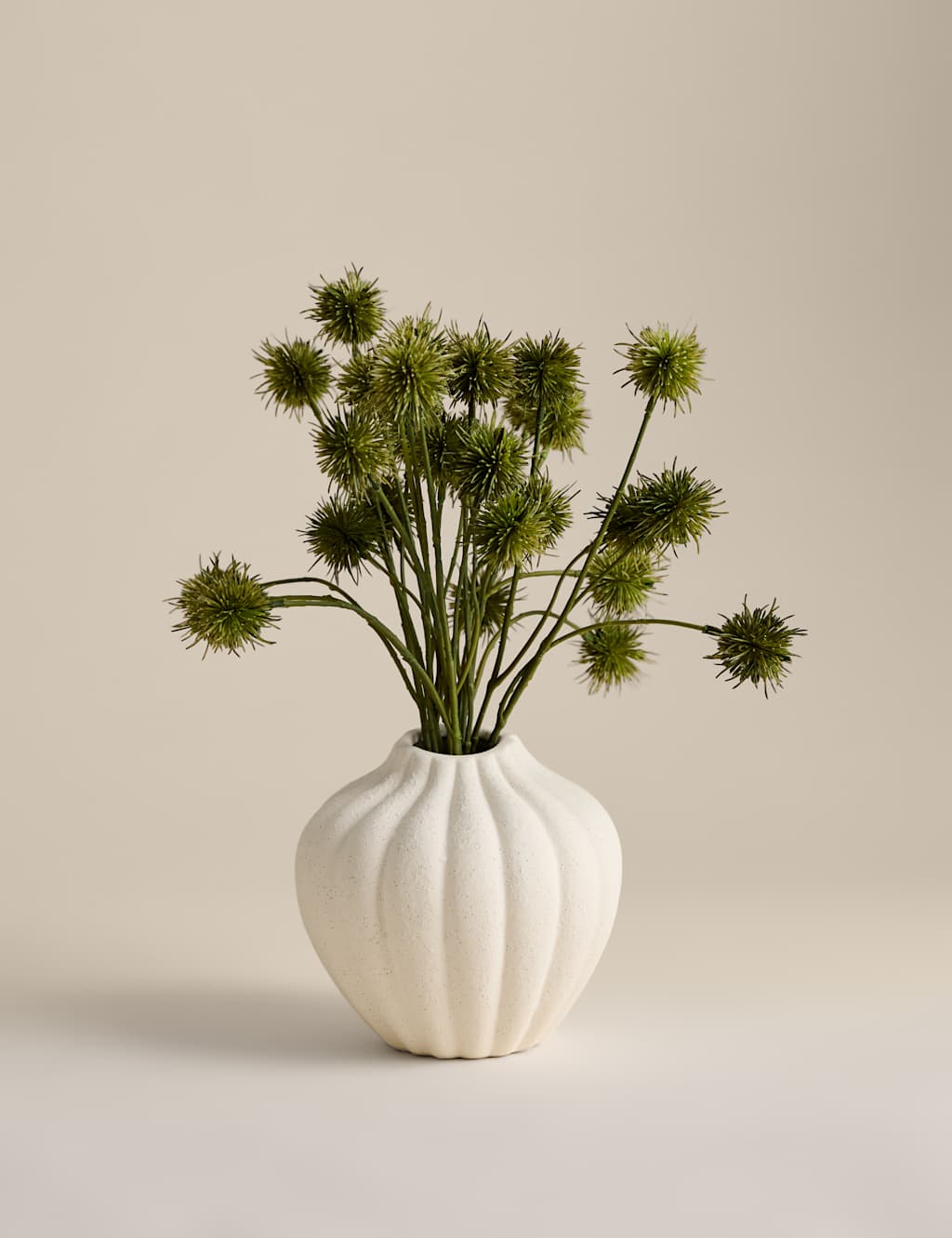 M&S Artificial Pom Pom Arrangement in Ceramic Pot - Green
