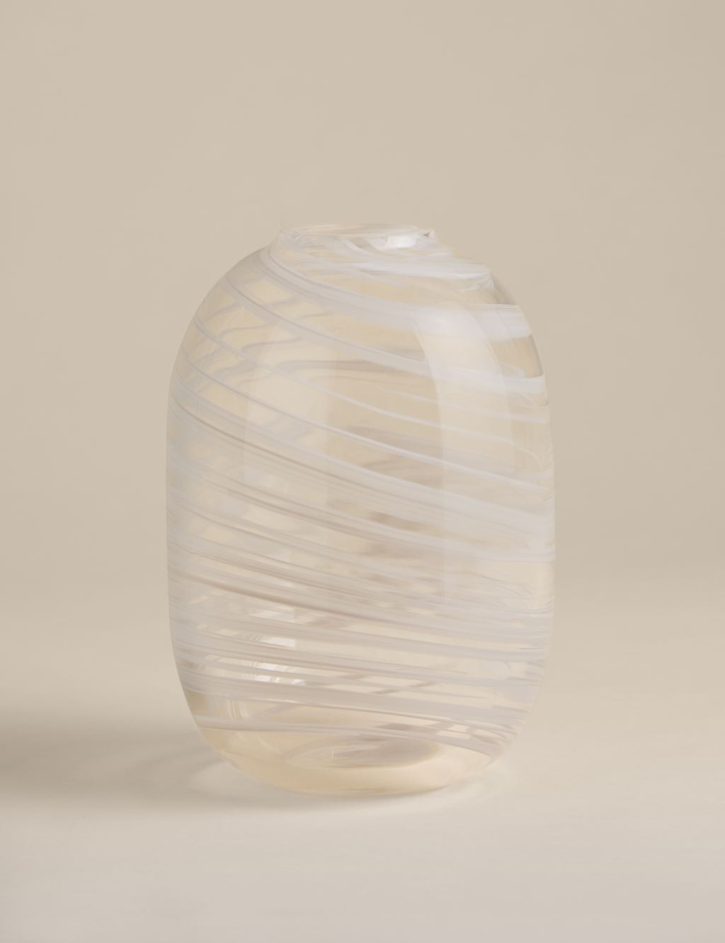 M&S Medium Swirl Glass Vase - Beige