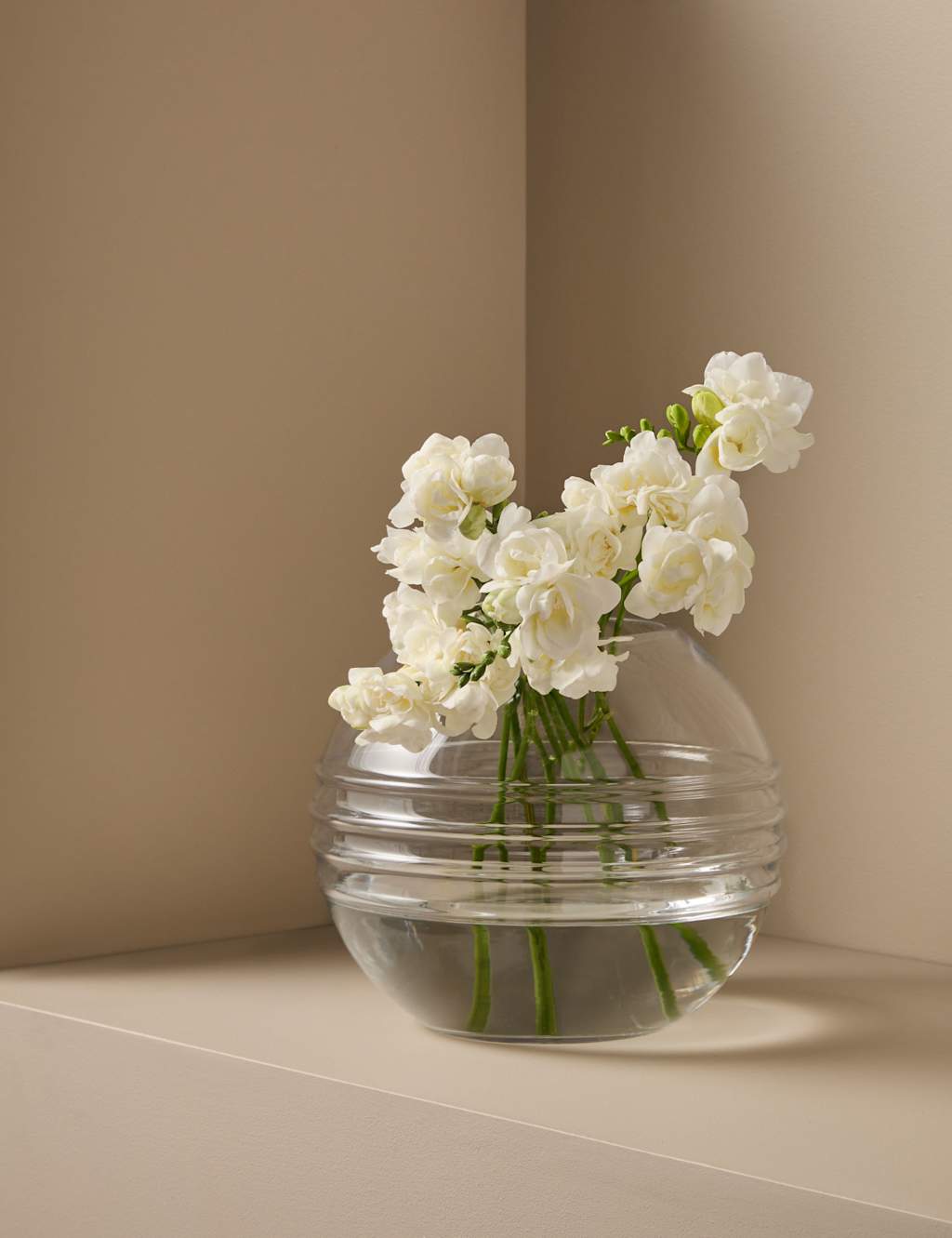 M&S X Kelly Hoppen Textured Globe Glass Vase - Clear